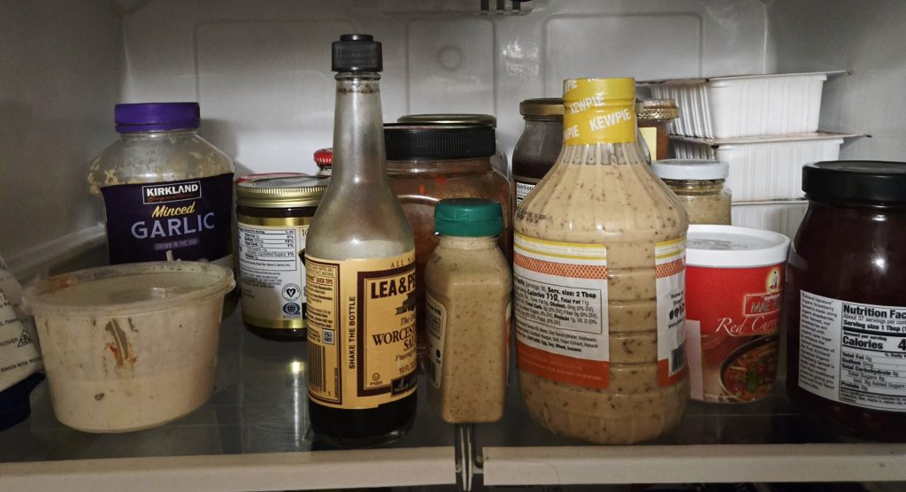 photo of items on a fridge shelf